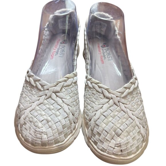 BOBS from Skechers Woven Womens Flats Shoes Cream Size 8 Nice Condition - Picture 2 of 10